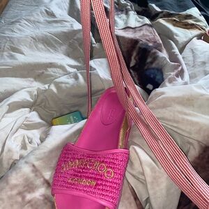 Jimmy Choo Pink Woven Sandals